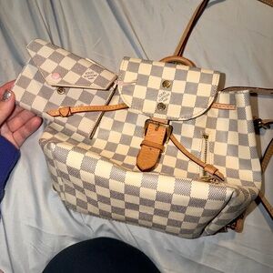 Checkered Backpack and Wallet Set